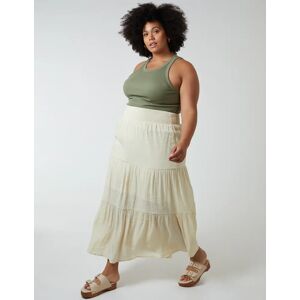 Blue Vanilla Curve Tiered Shirred Maxi Skirt - 22/24 / STONE - female