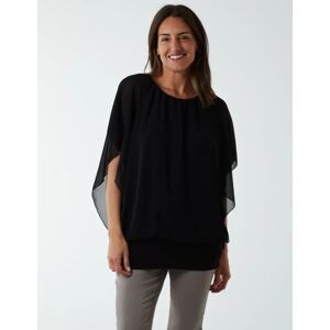 Blue Vanilla Double Layer Sheer Detail Blouse - M/L / BLACK - female