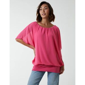 Blue Vanilla Double Layer Sheer Detail Blouse - S/M / PINK - female