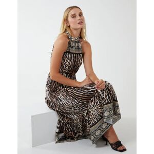 Blue Vanilla Halterneck Leopard Print Maxi Dress - M / BLACK - female