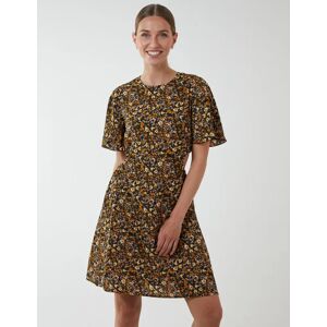 Blue Vanilla Floral Print Crew Neck Dress - 8 / BLACK PATTERN - female