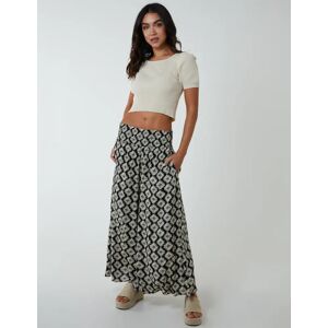 Blue Vanilla Shirred Wide Leg Trouser - L / BLACK - female