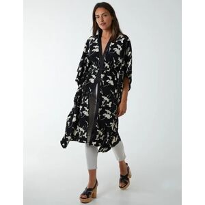 Blue Vanilla Kimono Midi With Satin Bands - M/L / BLACK PATTERN - female