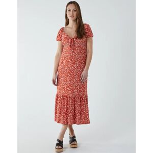 Blue Vanilla Shirred Sweetheart Midi Dress - 14 / ORANGE PATTERN - female