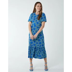 Blue Vanilla Crew Neck Midi Angel Sleeve Tie Back Dress - 8 / BLUE - female