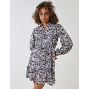 Blue Vanilla Long Sleeve Mini Shirt Dress - 12 / NAVY - female