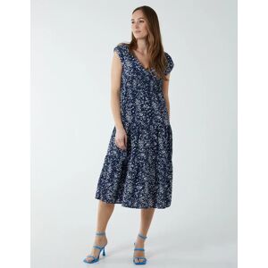 Blue Vanilla Drawstring Adjustable Tier Midi Dress - 8 / NAVY - female