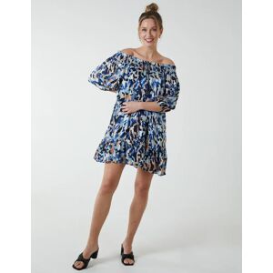 Blue Vanilla Sheared Neck Bardot Dress - M / BLUE - female