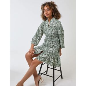 Blue Vanilla Long Sleeve Mini Shirt Dress - 14 / GREEN - female