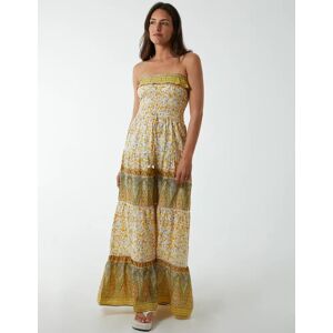 Blue Vanilla Bandeau Shirred Maxi Dress - L / Yellow - female