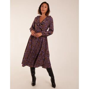 Blue Vanilla Ruffle Wrap Midi Dress - 10 / BROWN - female