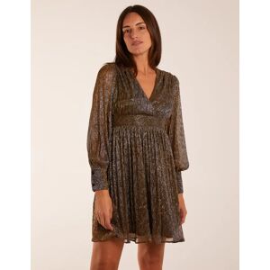 Blue Vanilla Metallic Wrap Mini Dress - 8 / GOLD - female