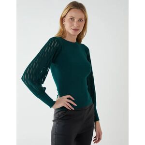 Blue Vanilla Cut Out Sleeve Jumper - M / Bottle Green - female