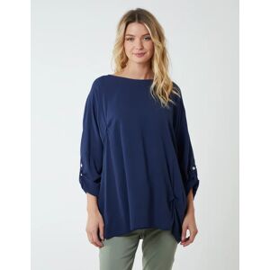 Blue Vanilla Double Twist Oversize Turn Back Sleeve Top - ONE / NAVY - female