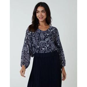 Blue Vanilla Batwing V-Neck Bubble Hem Top - ONE / NAVY - female