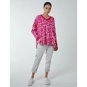 Blue Vanilla Relax Fit V Neck Leopard Print Jumper - S/M / PINK PATTERN - female