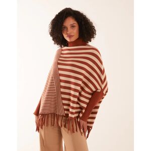 Blue Vanilla Oversized Multi Stripe Jumper With Tassel Hem - ONE / Rust - female