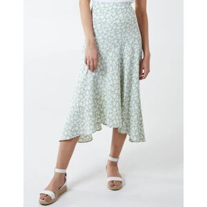 Blue Vanilla Floral Print Asymmetric Midi Skirt - 16 / Sage - female