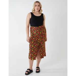 Blue Vanilla Curve Ruched Front Midi Skirt - 26 / MULTI - female