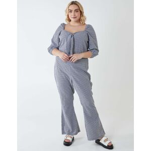 Blue Vanilla Curve Milkmaid Gingham Jumpsuit - 28 / BLACK/WHITE - female