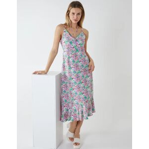 Blue Vanilla Twist Front Floral Print Midi Dress - 8 / Lilac - female