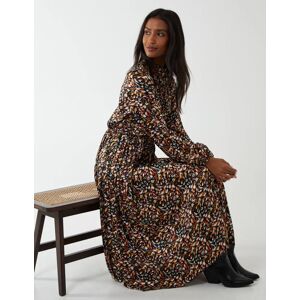 Blue Vanilla Abstract Animal Print High Neck Blouson Dress - 8 / ORANGE PATTERN - female