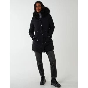 Blue Vanilla Black Reversible Faux Fur & Trench Jacket - 8 / BLACK - female