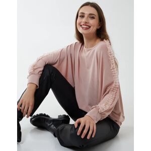 Blue Vanilla Organza Ruffle Trim Batwing Top - M/L / PINK - female