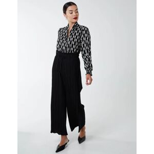 Blue Vanilla Wide Leg Pleated Trousers - S / BLACK - female