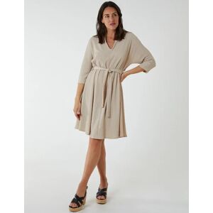 Blue Vanilla V Neck Crunchy Stitch Batwing Dress - S/M / STONE - female