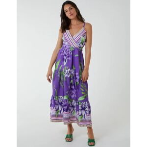 Blue Vanilla Floral Wrap Maxi Dress - 12 / Purple - female