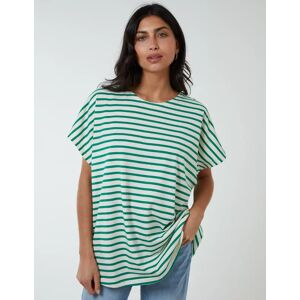 Blue Vanilla Cotton Loop Back Stripe Sweat Top - S/M / GREEN - female