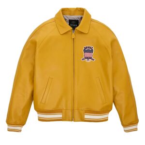Avirex Icon Leather Jacket Mustard - Size: XL - yellow - Size: XL