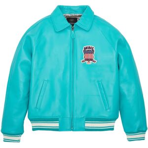 Avirex Icon Leather Jacket Turquoise - Size: Small - blue - Size: Small