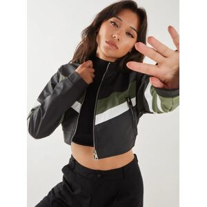 Pink Vanilla Cropped Racer Jacket  - L  - GREEN