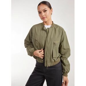 Pink Vanilla Double Pocket Classic Bomber Jacket  - L  - KHAKI