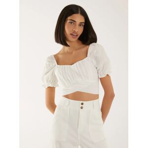 Pink Vanilla Puff Sleeve Tie Back Top  - S  - IVORY