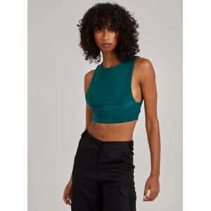 Pink Vanilla Sleeveless Slinky Crop Top  - M/L  - Bottle Green