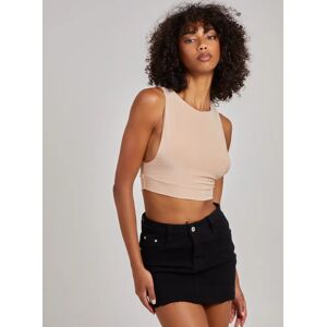 Pink Vanilla Sleeveless Slinky Crop Top  - M/L  - Stone