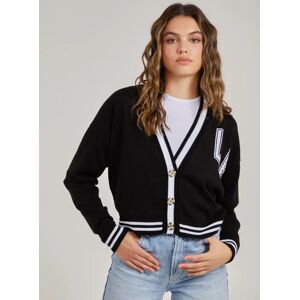 Pink Vanilla Varsity Knitted Cardigan  - L  - Black