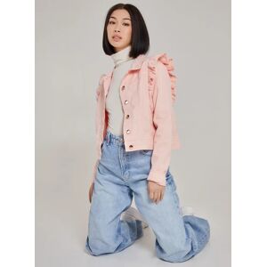 Pink Vanilla Frill Shoulder Denim Jacket  - 8  - Pink