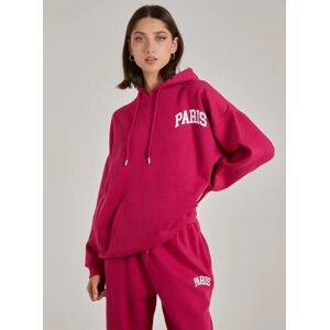 Pink Vanilla Paris Slogan Hoodie  - M  - Hot Pink