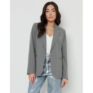 Threadbare Women's Grey Pinstripe Lined Blazer - 12 - Grey
