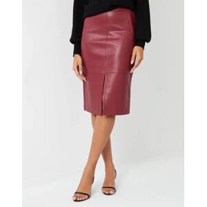 Threadbare Women's Burgundy PU Front Split Midi Skirt - 8 - Burgundy