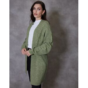 Threadbare Women's Green Cable Knit Cardigan - 14 - Green