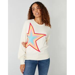 Threadbare Women's Cream Star Graphic Balloon Sleeve Jumper - 8 - Cream