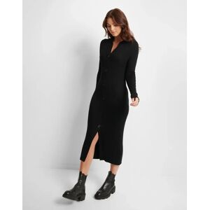 Threadbare Women's Black Long Sleeve Mock Cardigan Dress - 14 - Black