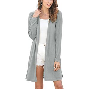 MessBebe Women's Lightweight Cardigan Summer Split Long Sleeve Open Front Casual Knit Waterfall Midi Long Cardigans Breathable for Ladie Grey S - Brand New