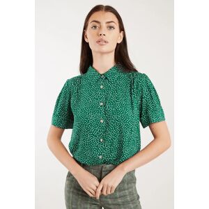 Louche Barclay Scatter Dot Print Short Sleeve Shirt green 14 Female