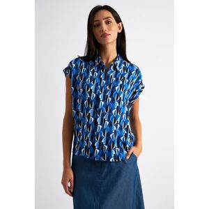 Louche Abinaya Mid Century Retro Print Shirt - Blue Blue 12 Female